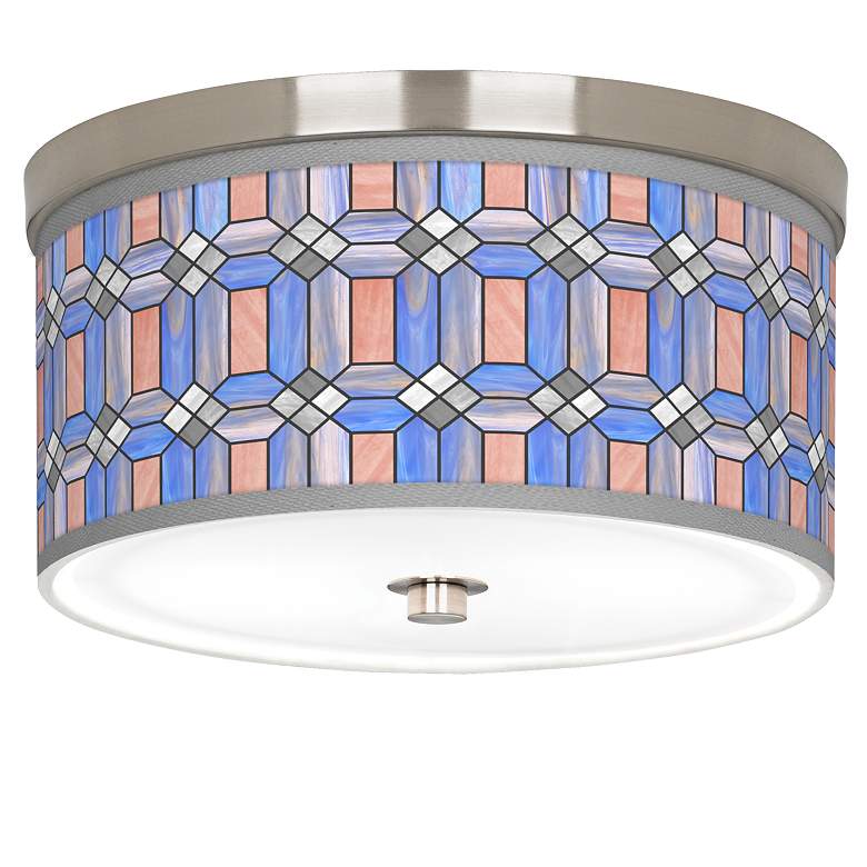Image 1 Asscher Tiffany-Style Giclee Nickel 10 1/4 inchW Ceiling Light