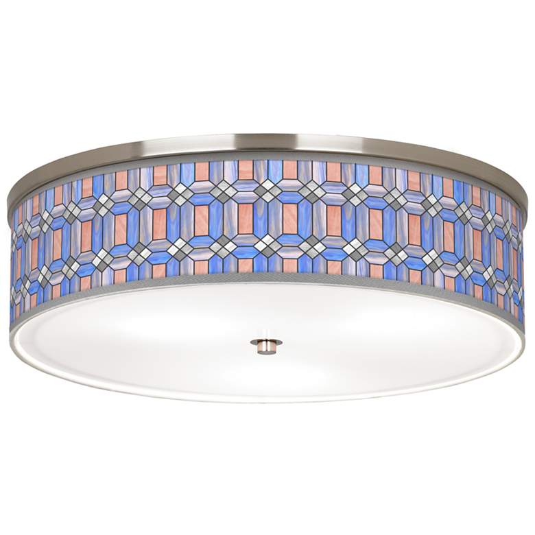Image 1 Asscher Tiffany-Style Giclee Nickel 20 1/4 inchW Ceiling Light