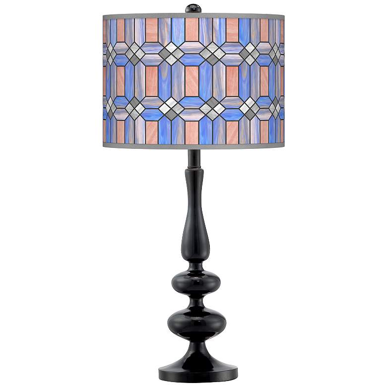 Image 1 Asscher Tiffany-Style Giclee Paley Black Table Lamp
