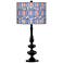 Asscher Tiffany-Style Giclee Paley Black Table Lamp