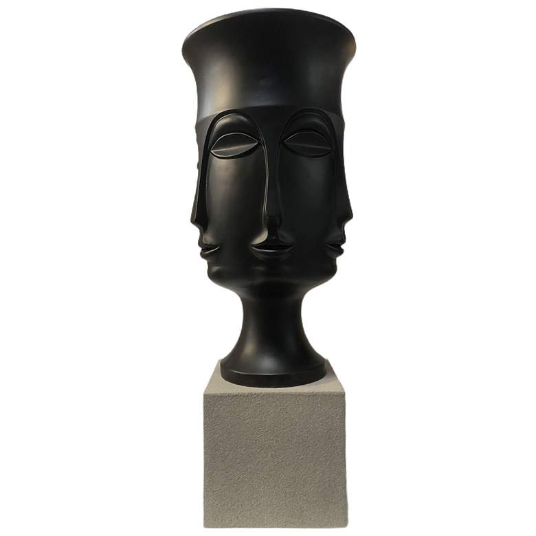 Image 1 Assisi 48.5" Matte Black Resin Floor Vase with Frosted Gray Base