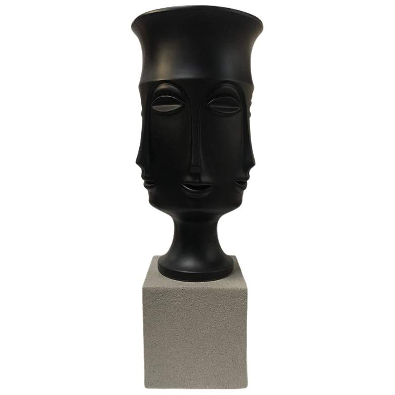 Image 1 Assisi Floor Vase- Small - Matte Black Finish with Frosted Gray Base