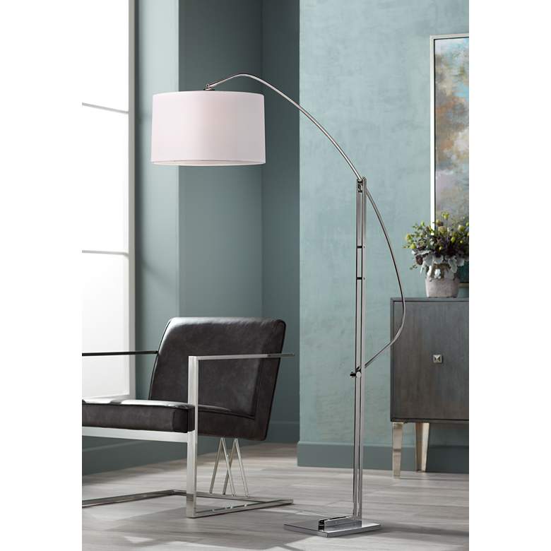 Image 1 Assissi Adjustable Height Modern Nickel Floor Lamp