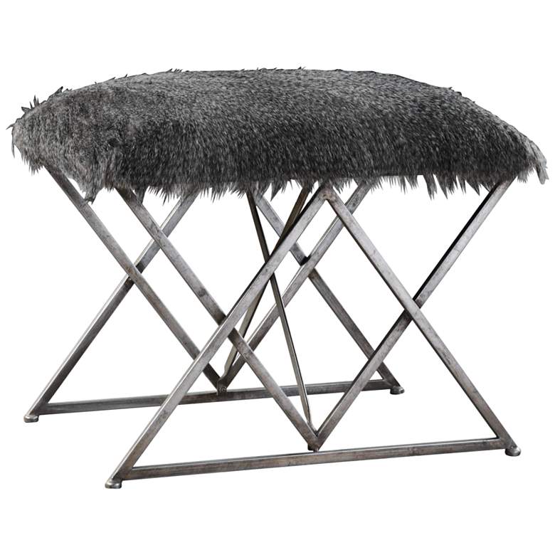Image 1 Astairess 23 3/4" Wide Multi-Hued Brown Faux Fur Small Bench