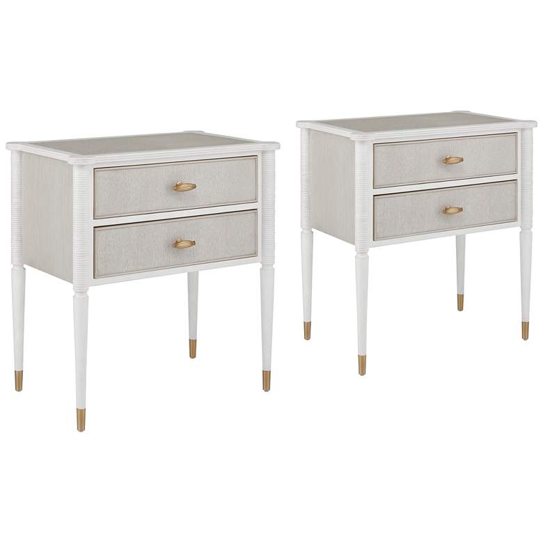 Image 1 Aster 28" Wide Off-White and Fog 2-Drawer Nightstands Set of 2