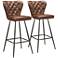 Aster 30" Burgundy Faux Leather Tufted Barstool Set of 2