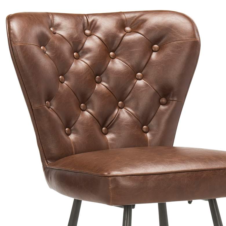 Image 3 Aster 30" Burgundy Faux Leather Tufted Barstool Set of 2 more views