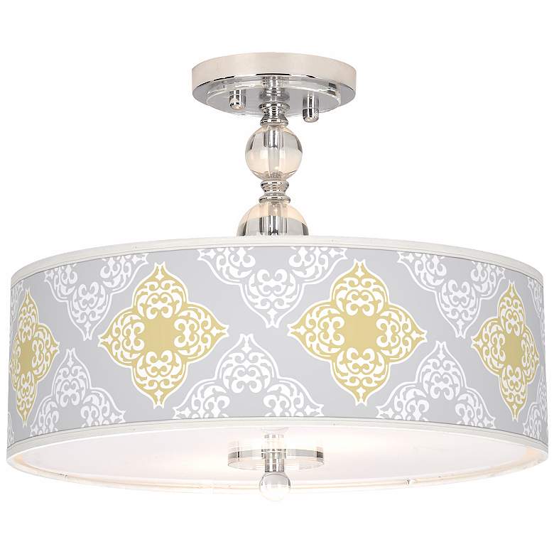 Image 1 Aster Grey Giclee 16 inch Wide Semi-Flush Ceiling Light