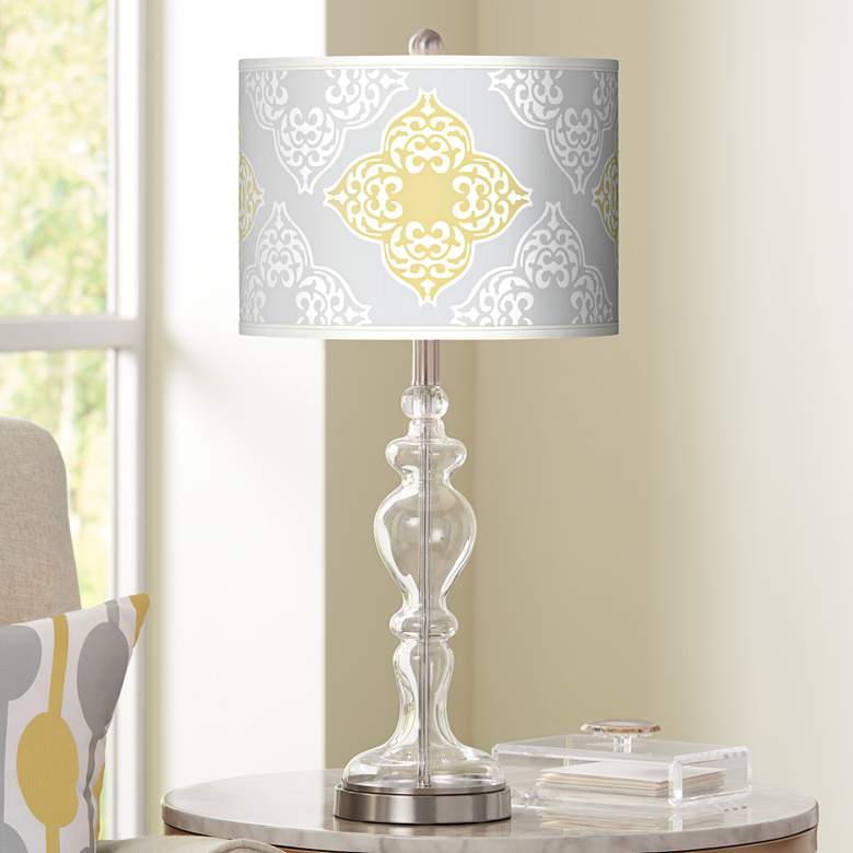 Image 1 Aster Grey Giclee Apothecary Clear Glass Table Lamp