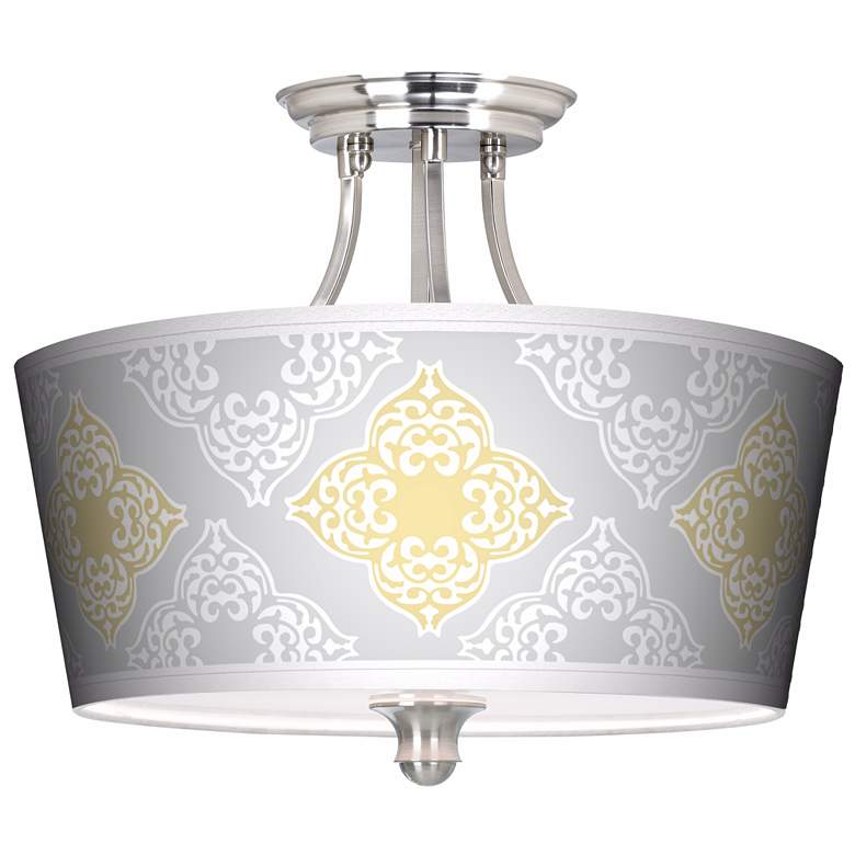 Image 1 Aster Grey Tapered Drum Giclee Ceiling Light