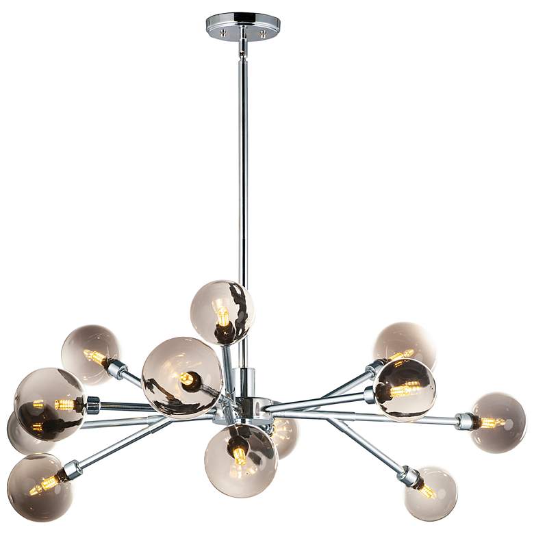 Image 2 Asteroid 41 1/2 inchW 12-Light Chrome LED Sputnik Pendant Light