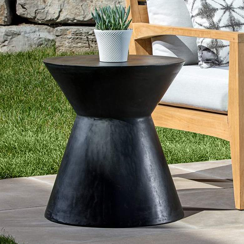 Image 1 Astley 17 3/4 inch Wide Black Concrete Outdoor End Table