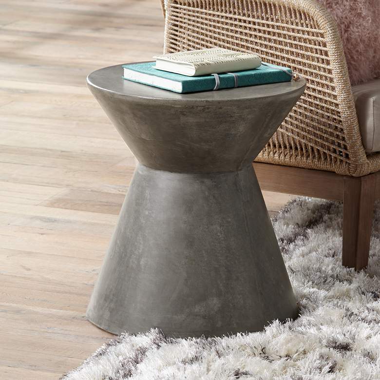 Image 2 Astley 20" Gray Concrete Indoor-Outdoor Modern End Table