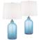 Aston Blue Frosted Glass Table Lamps Set of 2