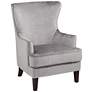 Aston Gray Alligator Print Upholstered Armchair with Wood Legs