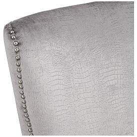 Image4 of Aston Gray Alligator Print Upholstered Armchair with Wood Legs more views