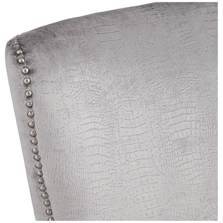 Image 4 Aston Gray Alligator Print Upholstered Armchair with Wood Legs more views