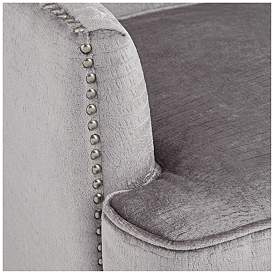 Image5 of Aston Gray Alligator Print Upholstered Armchair with Wood Legs more views