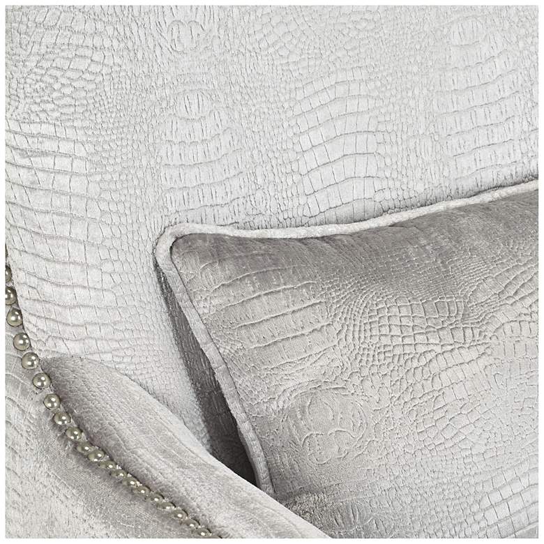 Image 3 Aston Silver Alligator Print Fabric Wingback Armchairs Set of 2 more views