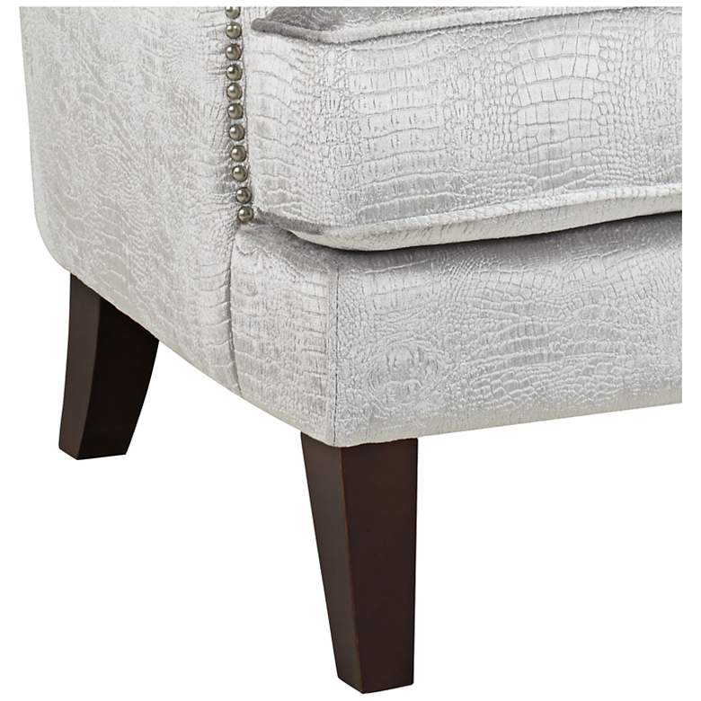 Image 4 Aston Silver Alligator Print Fabric Wingback Armchairs Set of 2 more views