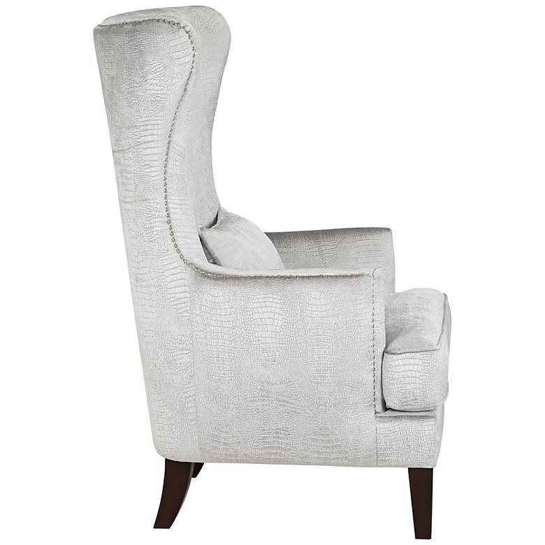 Image 7 Aston Silver Alligator Print Fabric Wingback Armchairs Set of 2 more views