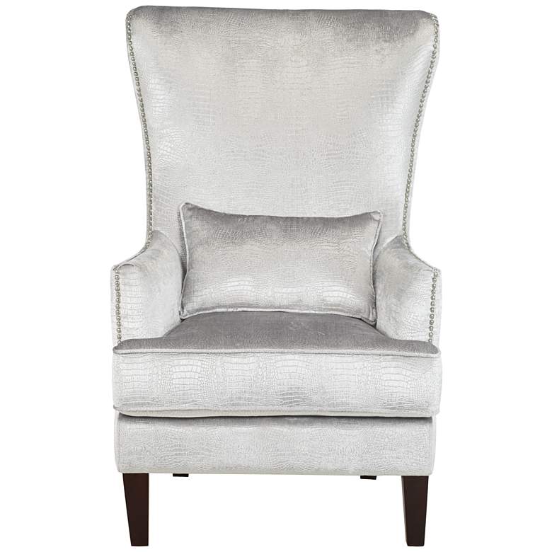 Image 6 Aston Silver Alligator Print Upholstered Wingback Armchair more views