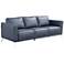 Astonic 85" Wide Blue Leather Sofa