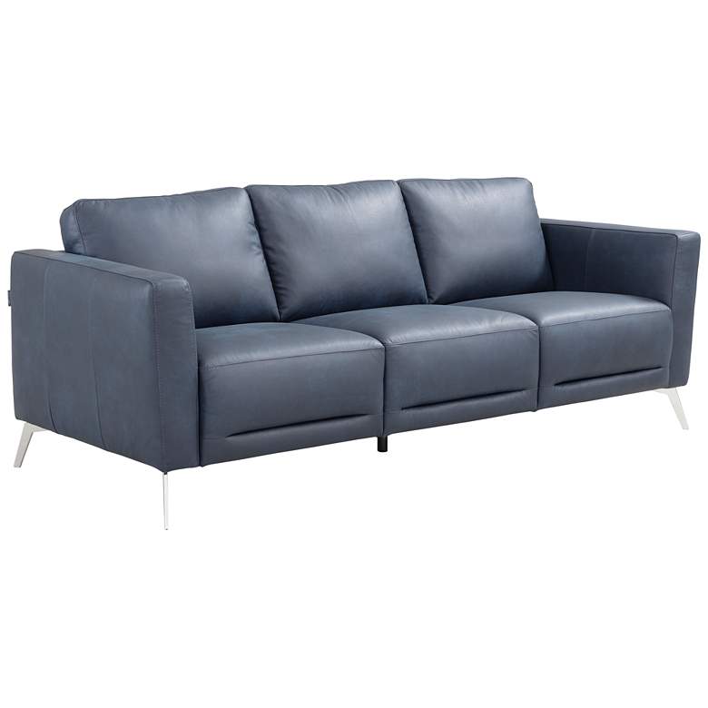 Image 1 Astonic 85 inch Wide Blue Leather Sofa