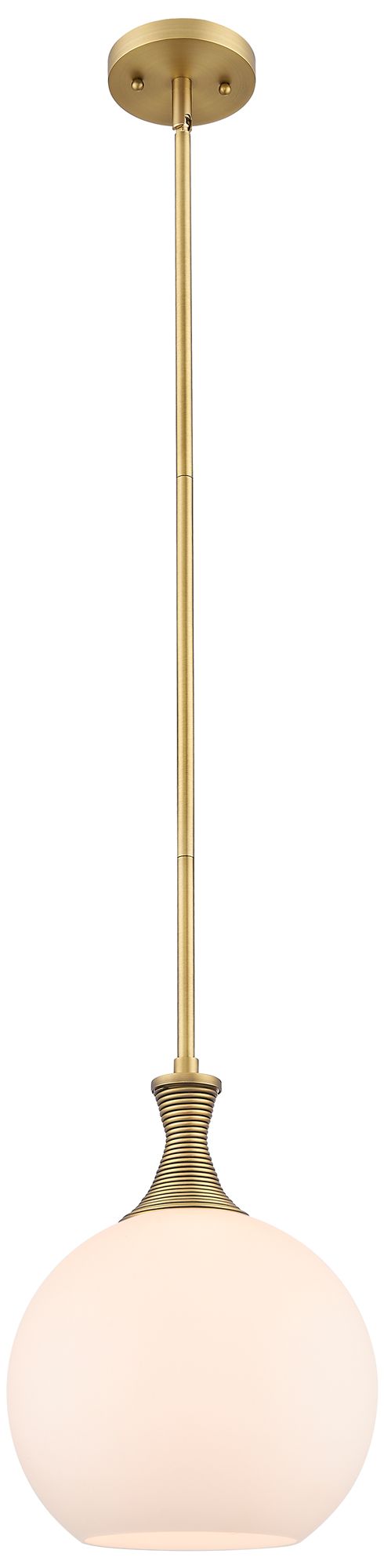 Astor 10"W Brushed Brass Metal Stem Mini Pendant With Matte White Shad