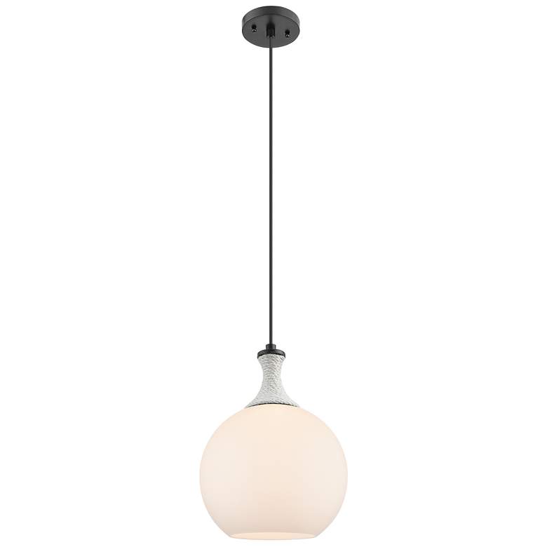 Image 1 Astor 10"W Black And White Rope Cord Mini Pendant w/ White Shade