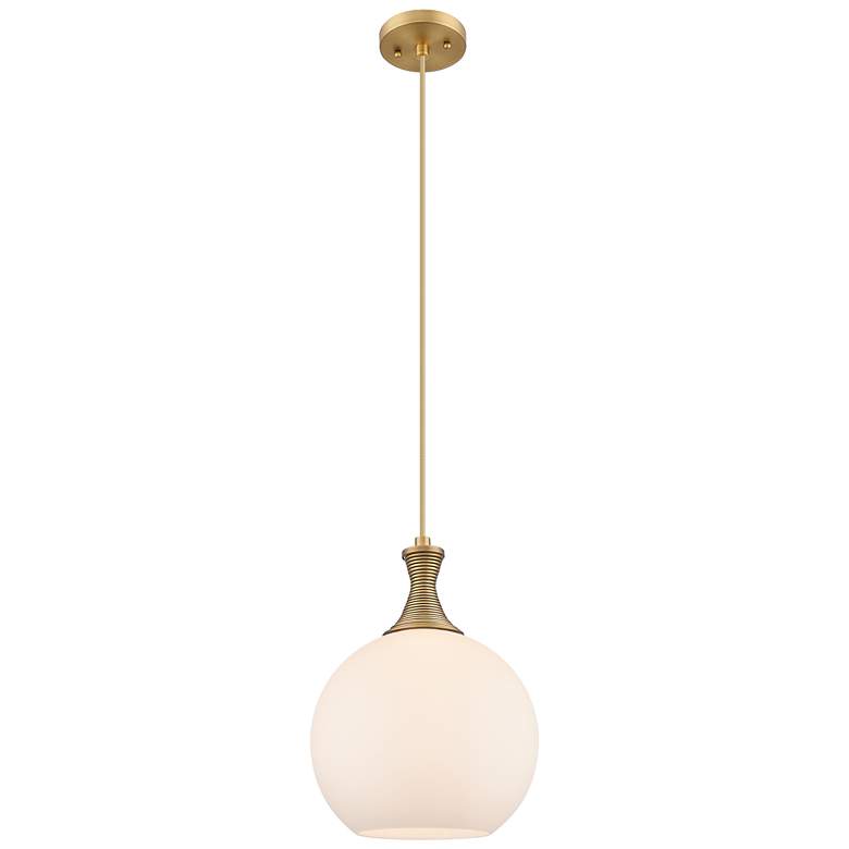 Image 1 Astor 10"W Brushed Brass Metal Cord Mini Pendant With Matte White Shade