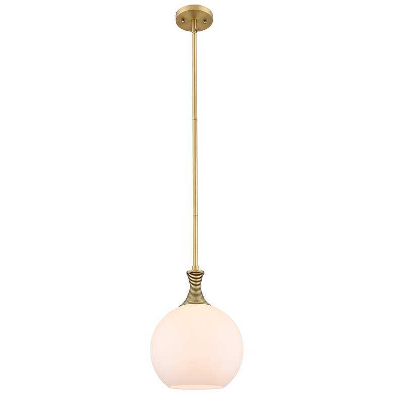 Image 1 Astor 10"W Brushed Brass Metal Stem Mini Pendant With Matte White Shade