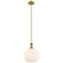 1_Astor 10"W Brushed Brass Metal Stem Mini Pendant With Matte White Shade
