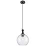 Astor 10"W Matte Black Metal Cord Hung Mini Pendant With Seedy Shade