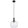 Astor 10"W Matte Black Metal Cord Hung Mini Pendant With Seedy Shade