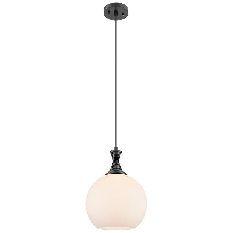 Image 1 Astor 10"W Matte Black Metal Cord Mini Pendant With Matte White Shade