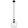 Astor 10"W Matte Black Metal Stem Hung Mini Pendant With Seedy Shade