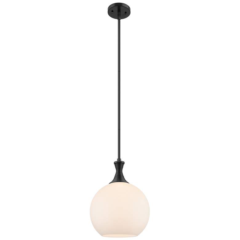 Image 1 Astor 10"W Matte Black Metal Stem Mini Pendant With Matte White Shade