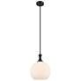 Astor 10"W Matte Black Metal Stem Mini Pendant With Matte White Shade