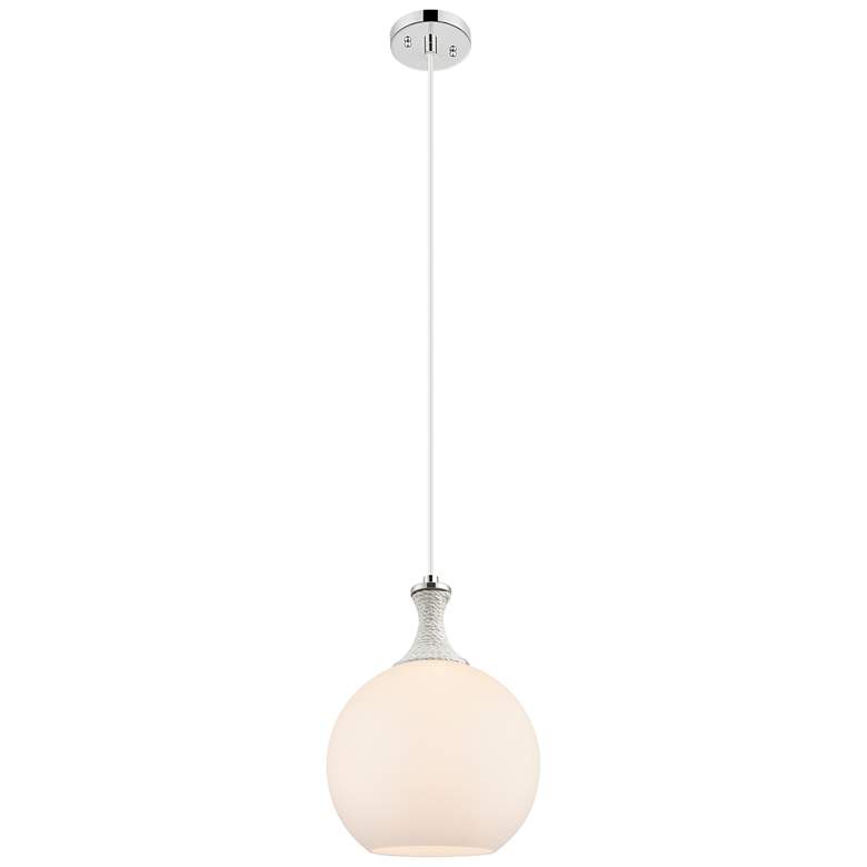 Image 1 Astor 10"W Nickel And White Rope Cord Mini Pendant w/ Matte White Shade