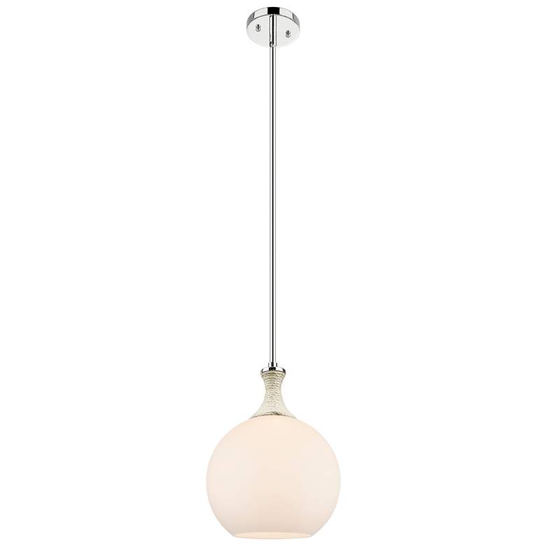 Image 1 Astor 10"W Nickel And White Rope Stem Mini Pendant w/ Matte White Shade
