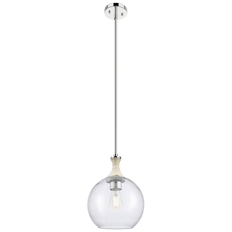 Image 1 Astor 10"W Nickel And White Rope Stem Mini Pendant w/ Seedy Shade