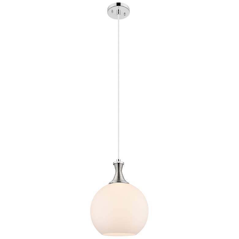 Image 1 Astor 10"W Polished Nickel Metal Cord Mini Pendant w/ Matte White Shade