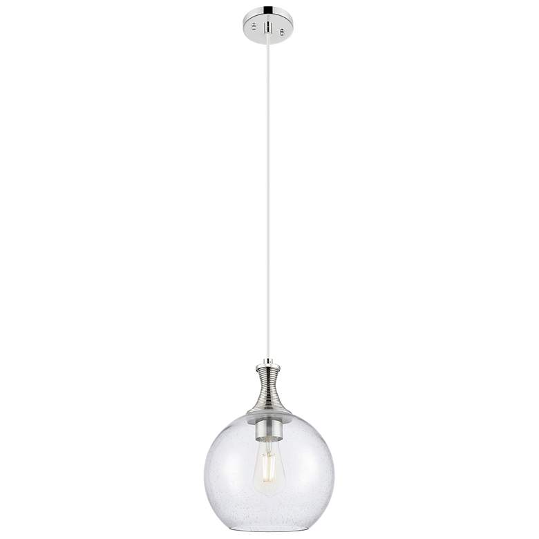 Image 1 Astor 10"W Polished Nickel Metal Cord Mini Pendant With Seedy Shade