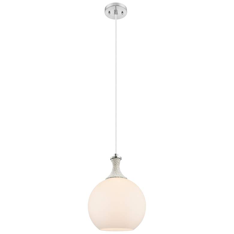 Image 1 Astor 10"W Satin Nickel And White Rope Cord Mini Pendant w/ White Shade
