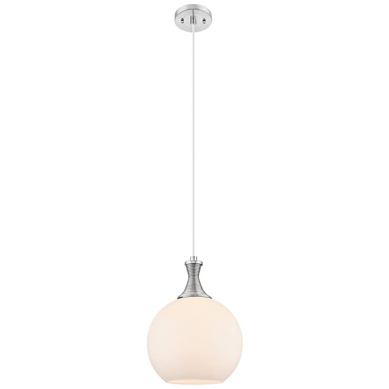 Image 1 Astor 10"W Satin Nickel Metal Cord Mini Pendant With Matte White Shade