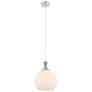 Astor 10"W Satin Nickel Metal Cord Mini Pendant With Matte White Shade