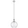 Astor 10"W Satin Nickel Metal Stem Hung Mini Pendant With Seedy Shade