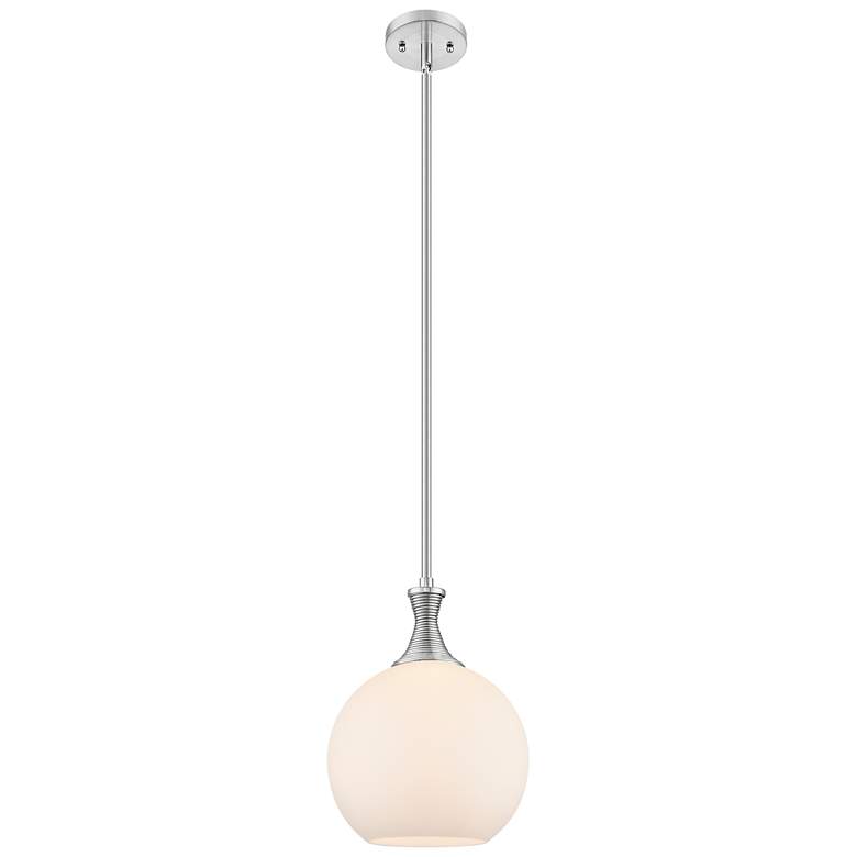 Image 1 Astor 10"W Satin Nickel Metal Stem Mini Pendant With Matte White Shade