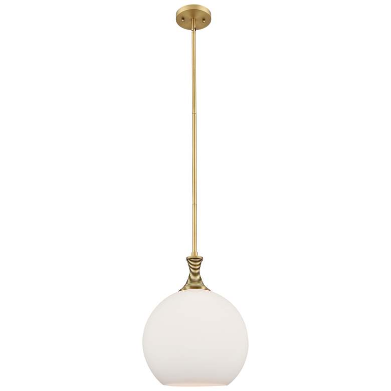 Image 1 Astor 12"W Brushed Brass Metal Stem Mini Pendant With Matte White Shade